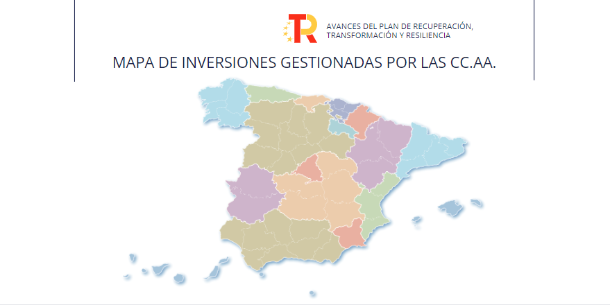 Mapa de inversiones del PRTR gestionadas por las comunidades autónomas